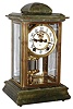 Ansonia Clock Co., New York, NY, "Premier", 8 day, time and strike, onyx, brass and glass crystal regulator with visible escapement, c1914