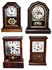 Clocks- 4 (Four) Connecticut small 30 hour wood cottage timepieces: S. B. Terry Gilbert, Jerome and Atkins; mid 19th century