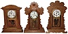 Clocks- 3 (Three) oak, 8 day, time and strike, kitchen clocks: Ingraham "Semi-Cabinet" and "Violet"; Korean reproduction, 20th century