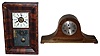 Clocks- 2 (Two) time and strike Connecticut mantel clocks: E. N. Welch 30 hour rosewood miniature OG with alarm; New Haven mahogany 8 day tambour; late 19th and early 20th centuries