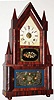 Birge and Fuller, Bristol, Conn., 30 hour, time and strike, wagon spring steeple on frame [or double steeple] shelf clock, c1845