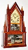 Elisha Manross, Bristol, Conn., 8 day, time and strike fusee strap brass movement steeple on frame shelf clock, c1845.