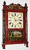 L. and J. Frisbie and Co., Chittenango County Madison County N.Y., 30 hour, time and strike, column and splat wood movement shelf clock, c1832.