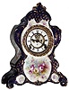 Ansonia Clock Co., New York, NY, "No. 503" Royal Bonn, 8 day, time and strike, porcelain mantel clock with visible escapement, c1900
