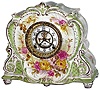 Ansonia Clock Co., New York, NY, "La Marne" Royal Bonn, 8 day, time and strike, porcelain mantel clock with visible escapement, c1901