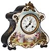 French, 8 day, time and strike, porcelain mantel clock, c1890