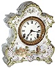 Ansonia Clock Co., New York, NY, "Saranac" Dutch motif, 8 day, time and strike, porcelain mantel clock, c1900