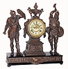 Ansonia Clock Co., New York, NY, "COMBATANTS", double statue figural clock, 8 day, time and strike with fancy multi-color dial and open escapement, c1894