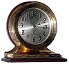 Chelsea Clock Co., Boston, Mass., private label for Tilden-Thurber Co., "Commander" time only 8 day brass and mahogany mantel clock, 8.5" dial, 1905
