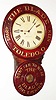 Baird Clock Co., Plattsburgh, NY, "The Blade, Toledo, Ohio" advertising wall clock, 8 day, time only, spring driven movement in wooden case with paper mache doors and paper dial, c1893