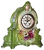 Asian/German, 8 day, time and strike, porcelain mantel clock with visible escapement, 20th century