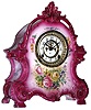 Ansonia Clock Co., New York, NY, "La Bretagne" Royal Bonn time and strike porcelain mantel clock with visible escapement, c1904