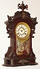 Ansonia Clock Co., New York, NY, "Monarch" black walnut, 8 day, time and strike, mantel clock, c1880