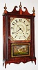 Chauncey Ives, Bristol, Conn., 30 hour, time and strike, wood movement pillar and scroll shelf clock, c1828.