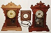 Clocks- 3 (Three):  E.N. Welch "Hatton" mahogany, 8 day, time and strike, parlor clock; Seth Thomas Clock Co., Thomaston, Conn., "Dover" oak, 8 day, time and strike, kitchen clock; James "Remindotimer" electric; 19th &n 20th centuries