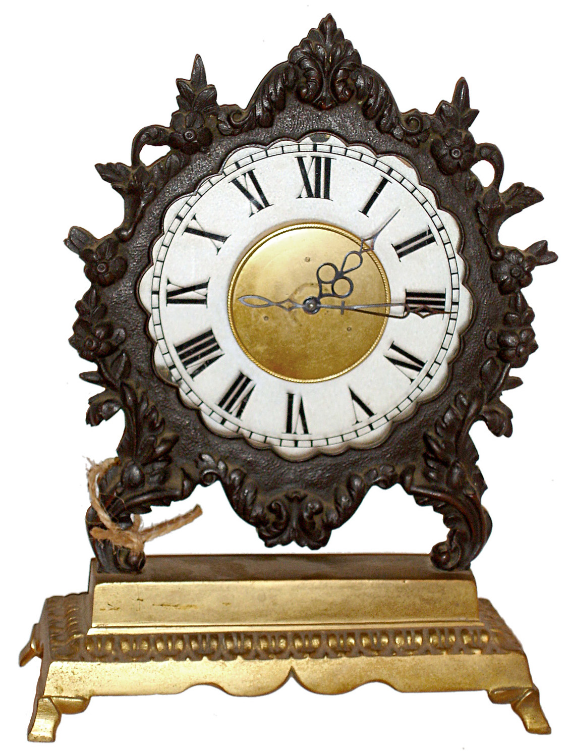 English cast metal night table clock with verge fusee 30 hours, watch movement signed "Rob.Johnson, London", 19th century — Antique Clocks Price Guide