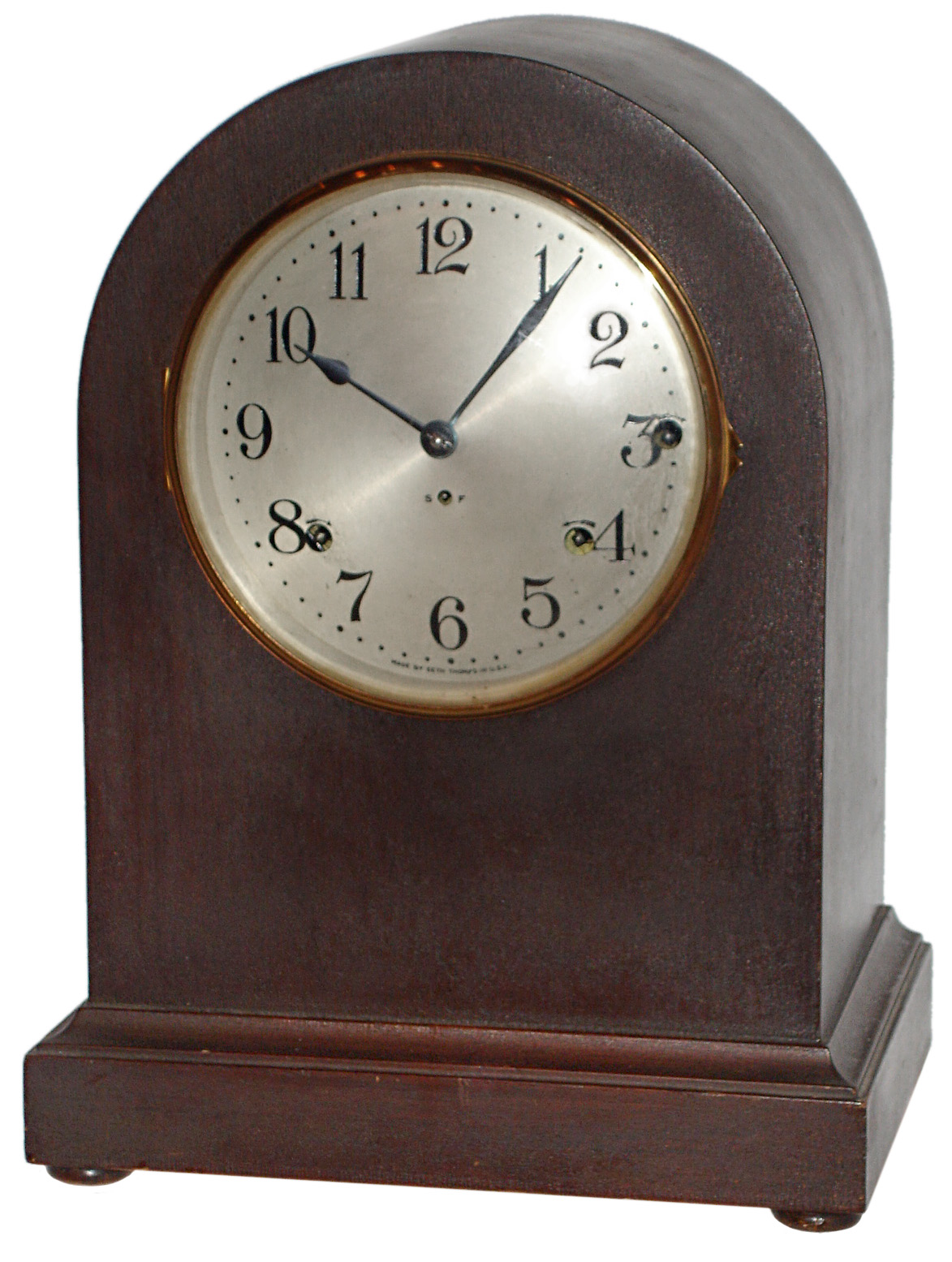 Seth Thomas Clock Co., Thomaston, Conn., "Chime Clock No. 11" 4-rod Westminster chime shelf clock, 8 days spring driven movement in a mahogany case, c1921 — Antique Clocks Price Guide