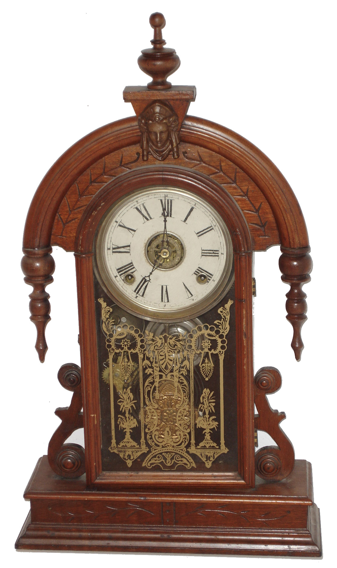 Welch, Spring & Co., Forestville, Conn., "Parisian" walnut 8 days, time, strike & alarm shelf clock, c1885 — Antique Clocks Price Guide