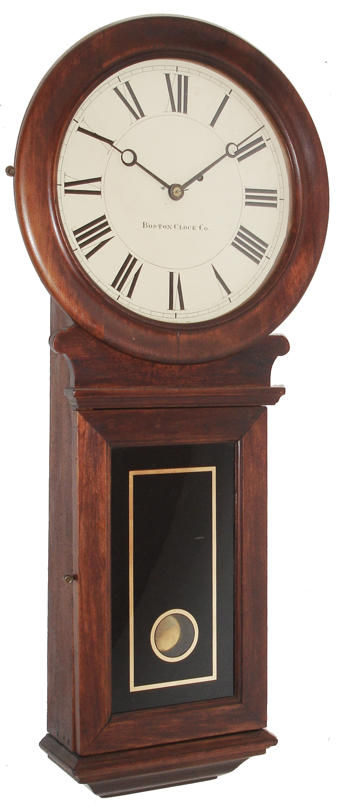 Boston Clock Co., Boston, Mass., 8 day, weight long pendulum regulator wall timepiece. c1880 — Antique Clocks Price Guide