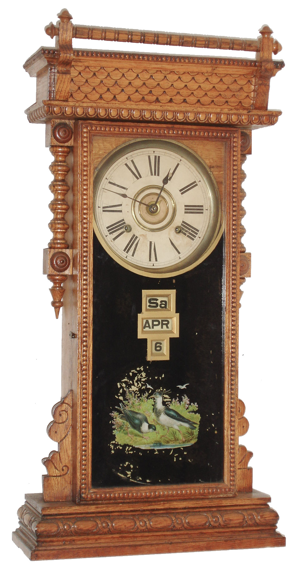William L. Gilbert Clock Co., Winsted, Conn., "Oriental", 8 day, time and strike, digital display calendar clock, c1901 — Antique Clocks Price Guide
