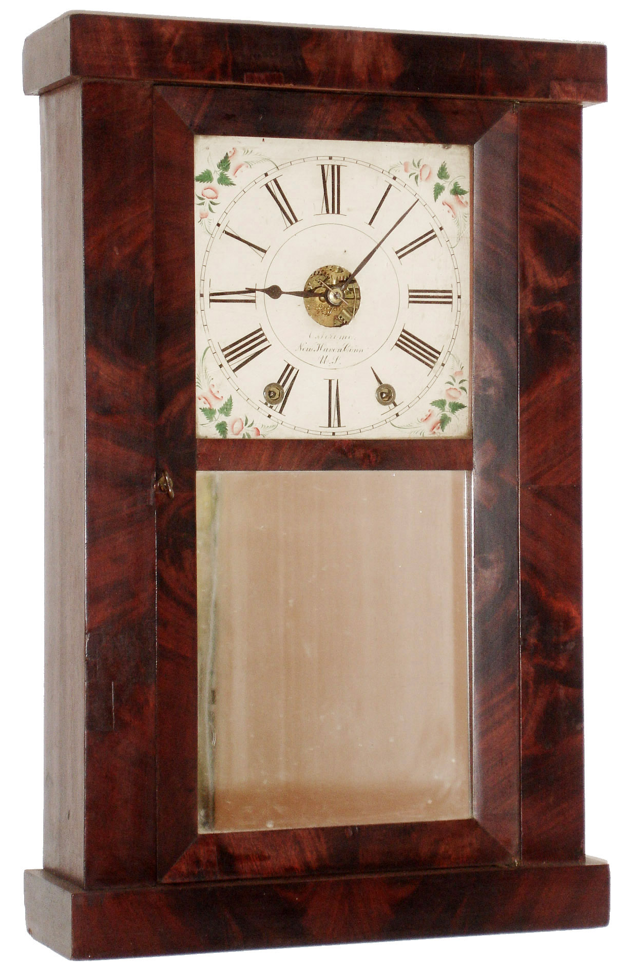 Chauncey Jerome, New Haven, Conn., 8 days, time and strike, remote fusee flat front shelf clock, c1850 — Antique Clocks Price Guide