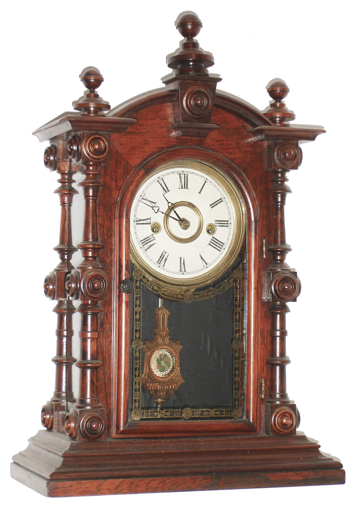 Welch, Spring & Co., Forestville, Conn., "Patti V.P.", 8 day, time and strike, full-size rosewood case shelf clock, c1886 — Antique Clocks Price Guide