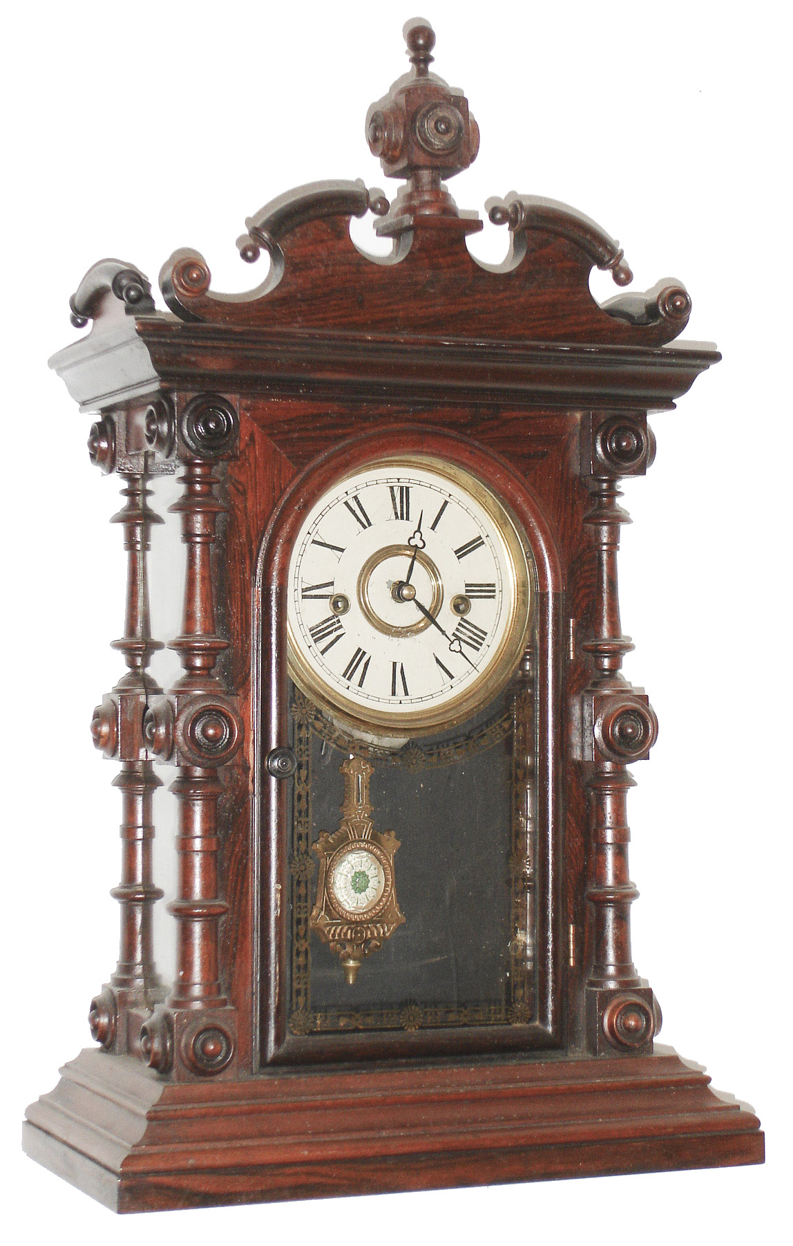 Welch, Spring & Co., Forestville, Conn.,  "Cary V.P.", 8 day, time and strike, rosewood shelf clock. c1880 — Antique Clocks Price Guide