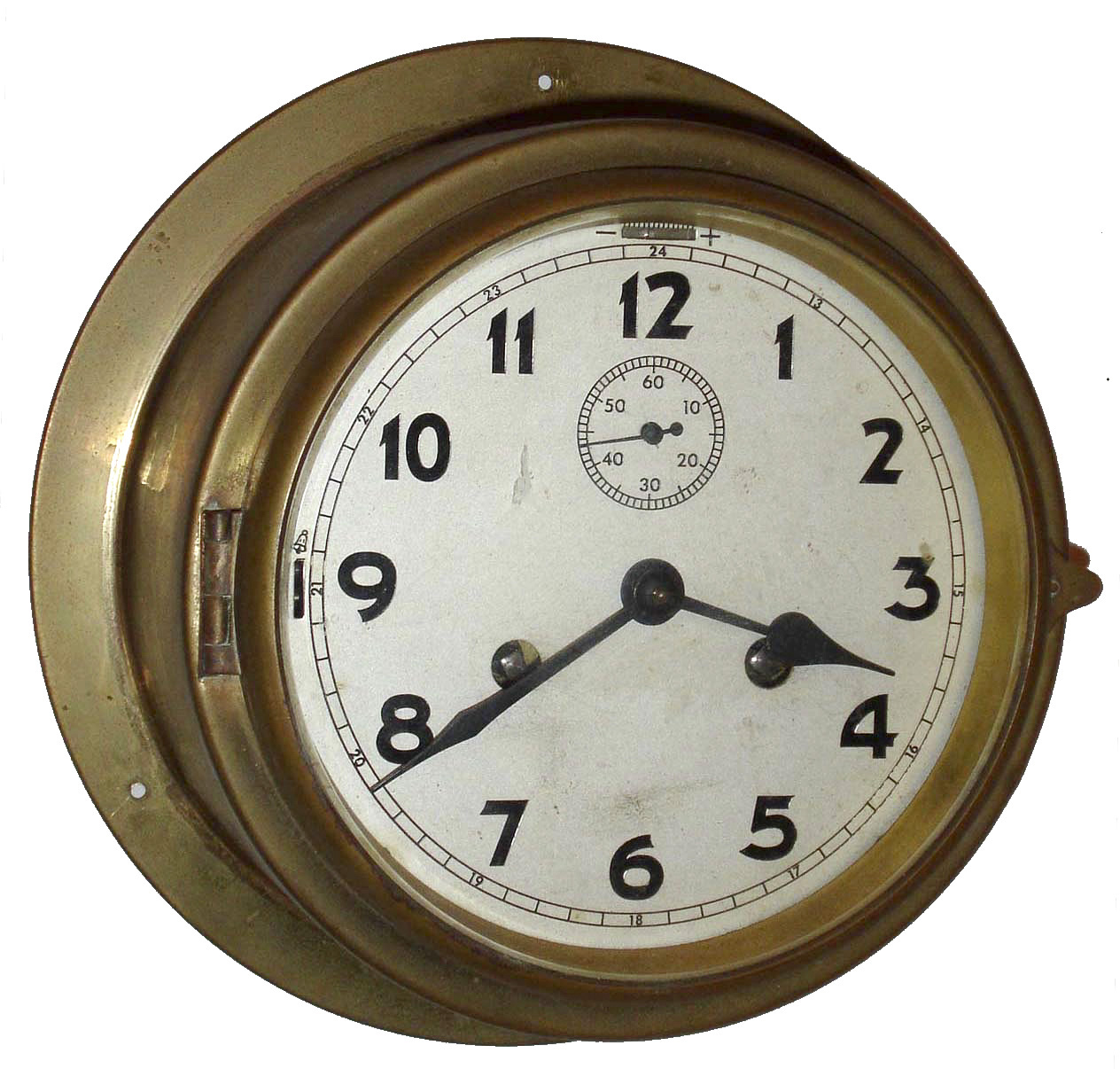Rolf Gerdes and Co., Hamburg, Germany, brass and beveled glass 8 days, ship's bell hanging clock, 20th century — Antique Clocks Price Guide