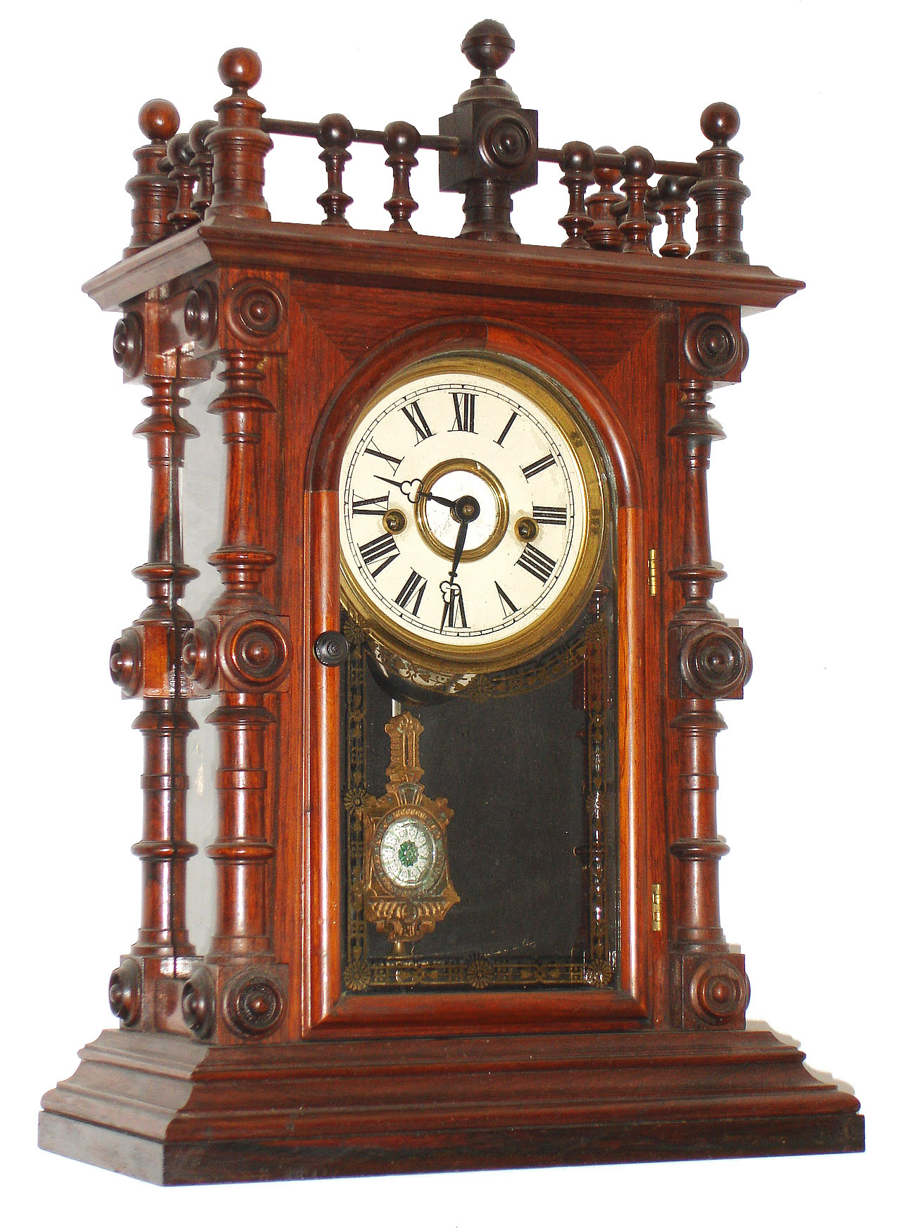 Welch, Spring & Co., Bristol, Conn., "Gerster V.P." 8 day, time and strike, Patti series in rosewood case shelf clock, c1880 — Antique Clocks Price Guide