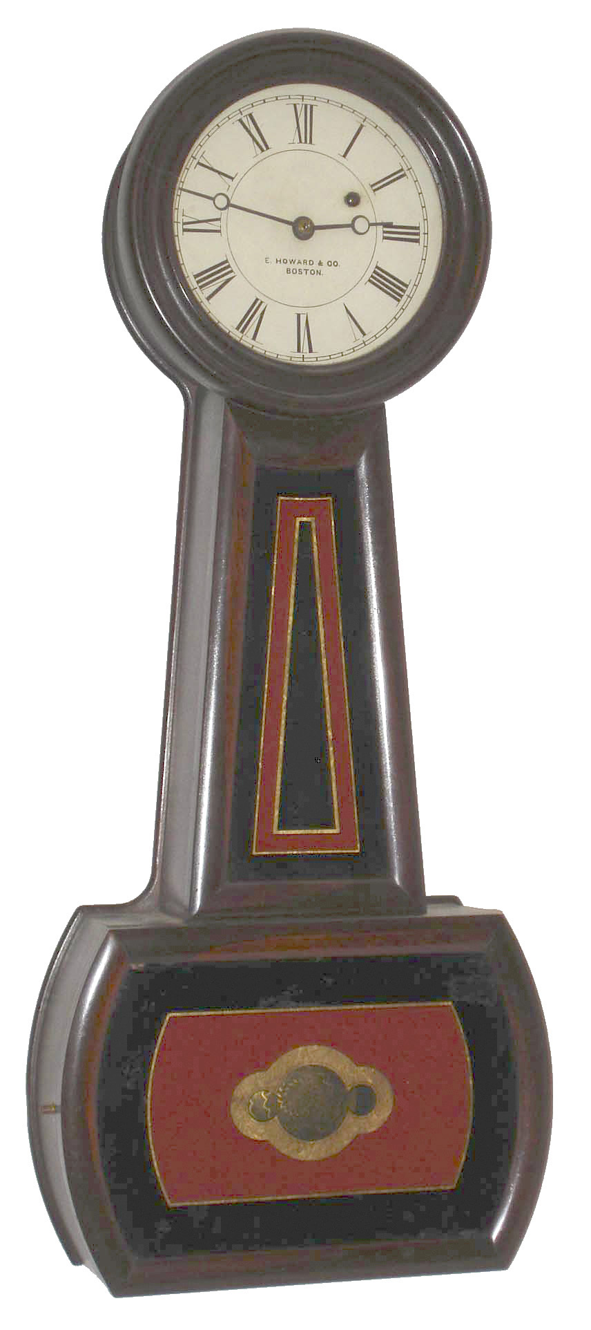 E. Howard & Co., Boston, Mass., "No. 5 Regulator" banjo, rosewood grained 8 days, weight driven wall timepiece, c1900 — Antique Clocks Price Guide
