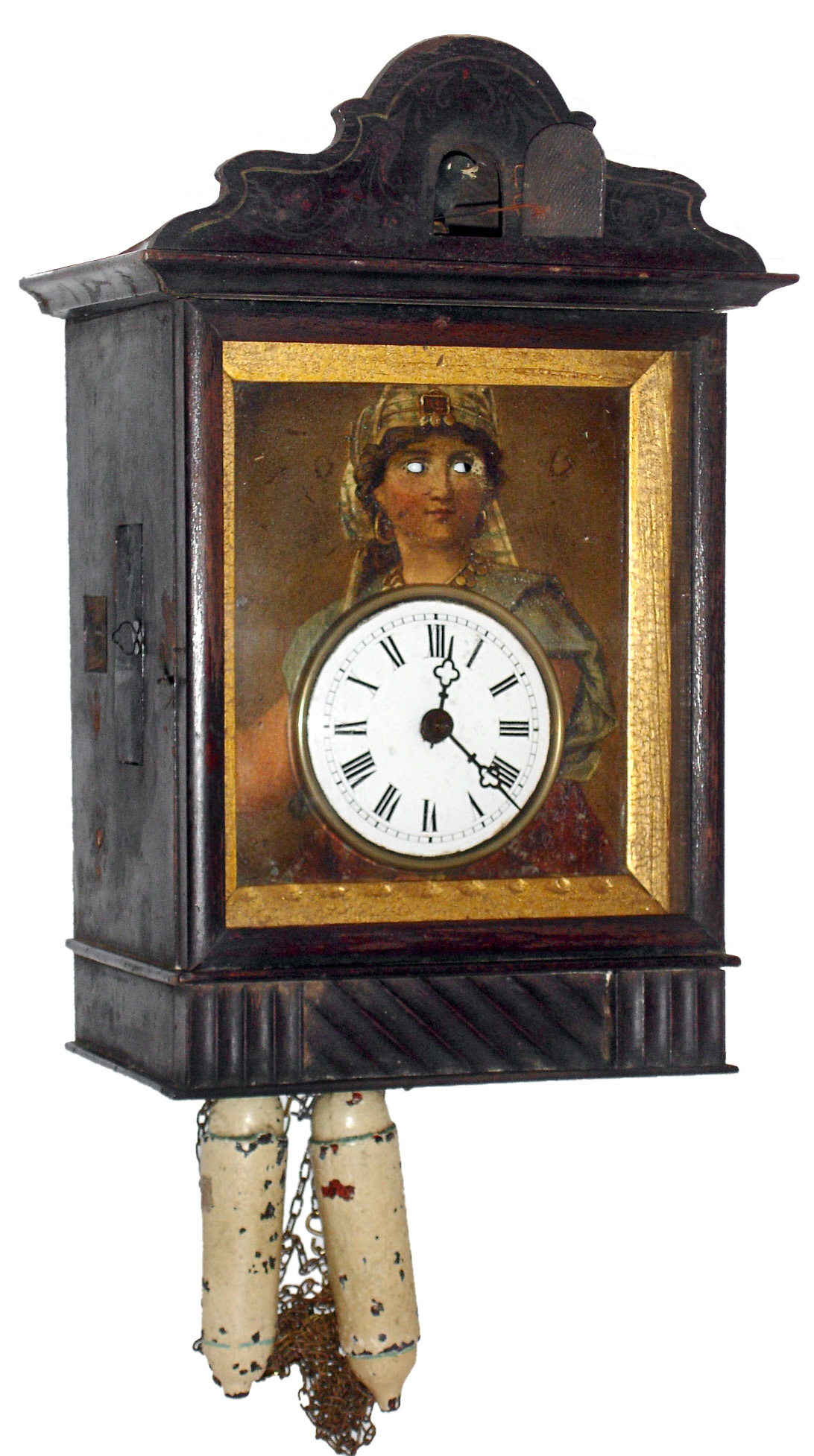 German moving eye wood case 30 hours, time and strike, hanging cuckoo clock, c1900 — Antique Clocks Price Guide