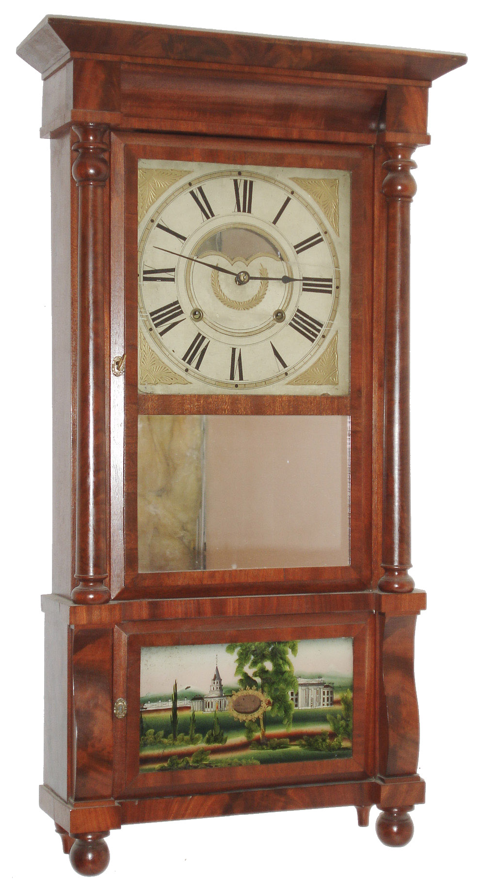 Birge, Mallory & Co., Bristol, Conn., 8 day, time and strike, double decker shelf clock, c1840 — Antique Clocks Price Guide