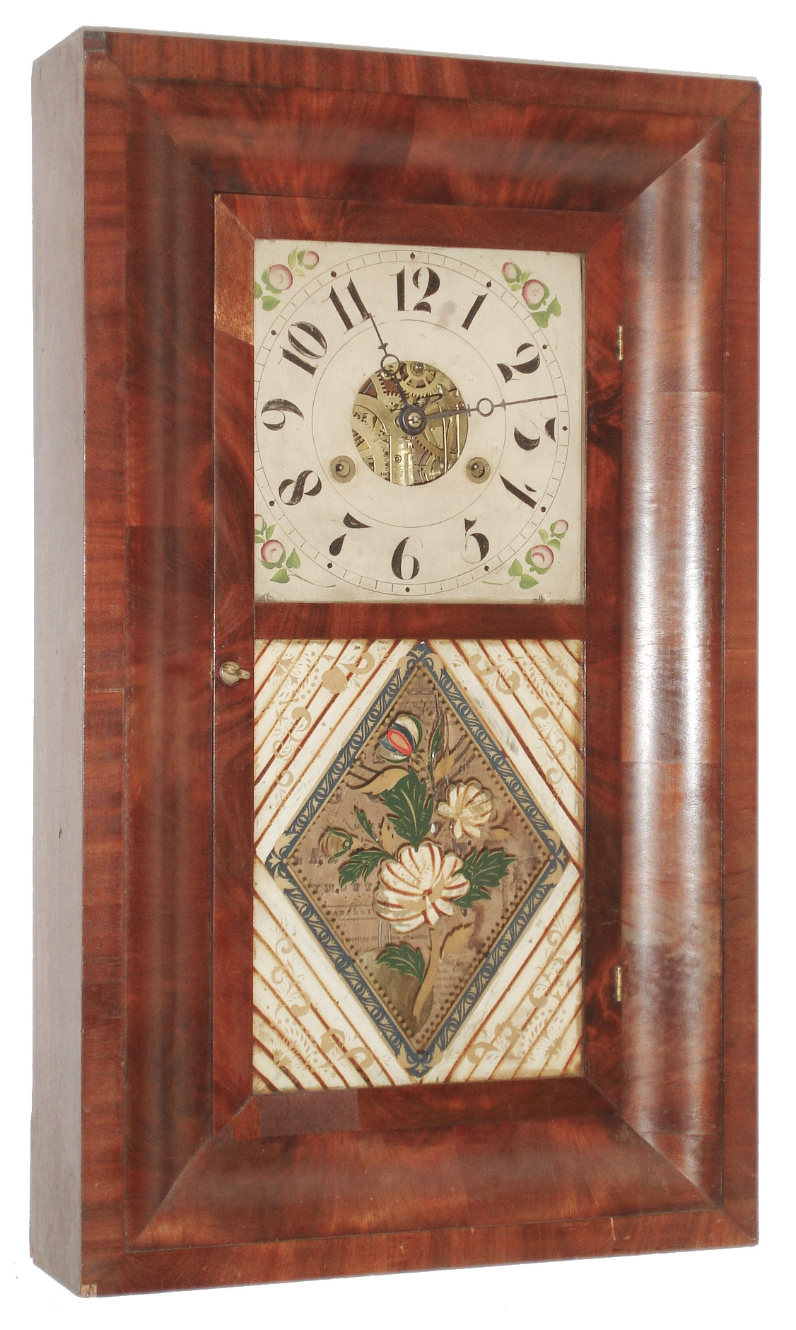 Silas Hoadley, Plymouth, Conn., 30 hour, time and strike, mahogany OG shelf clock, c1840 — Antique Clocks Price Guide