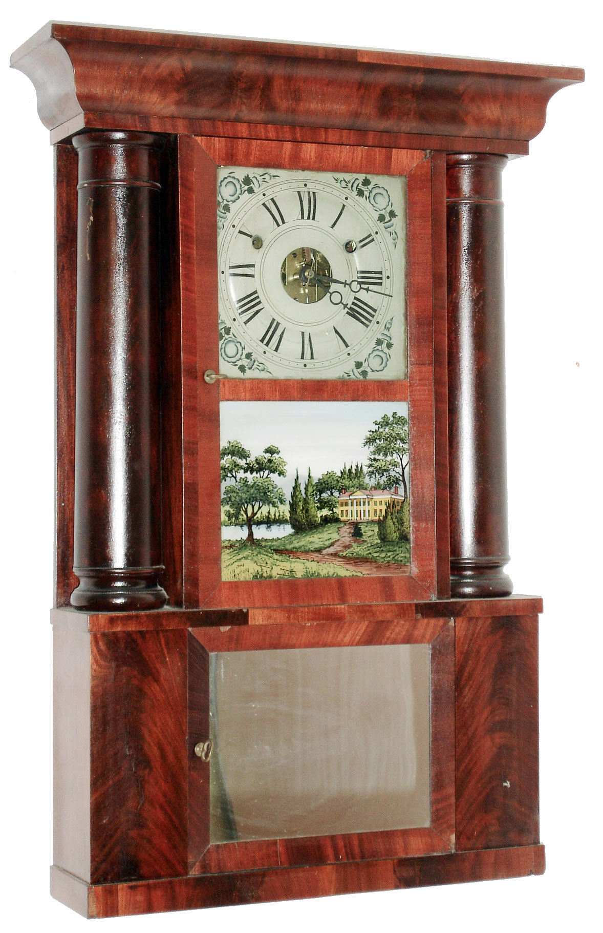 Hills, Goodrich and Co., Plainville, Conn., 30 hour, time and strike, brass movement hollow column clock, c1842 — Antique Clocks Price Guide