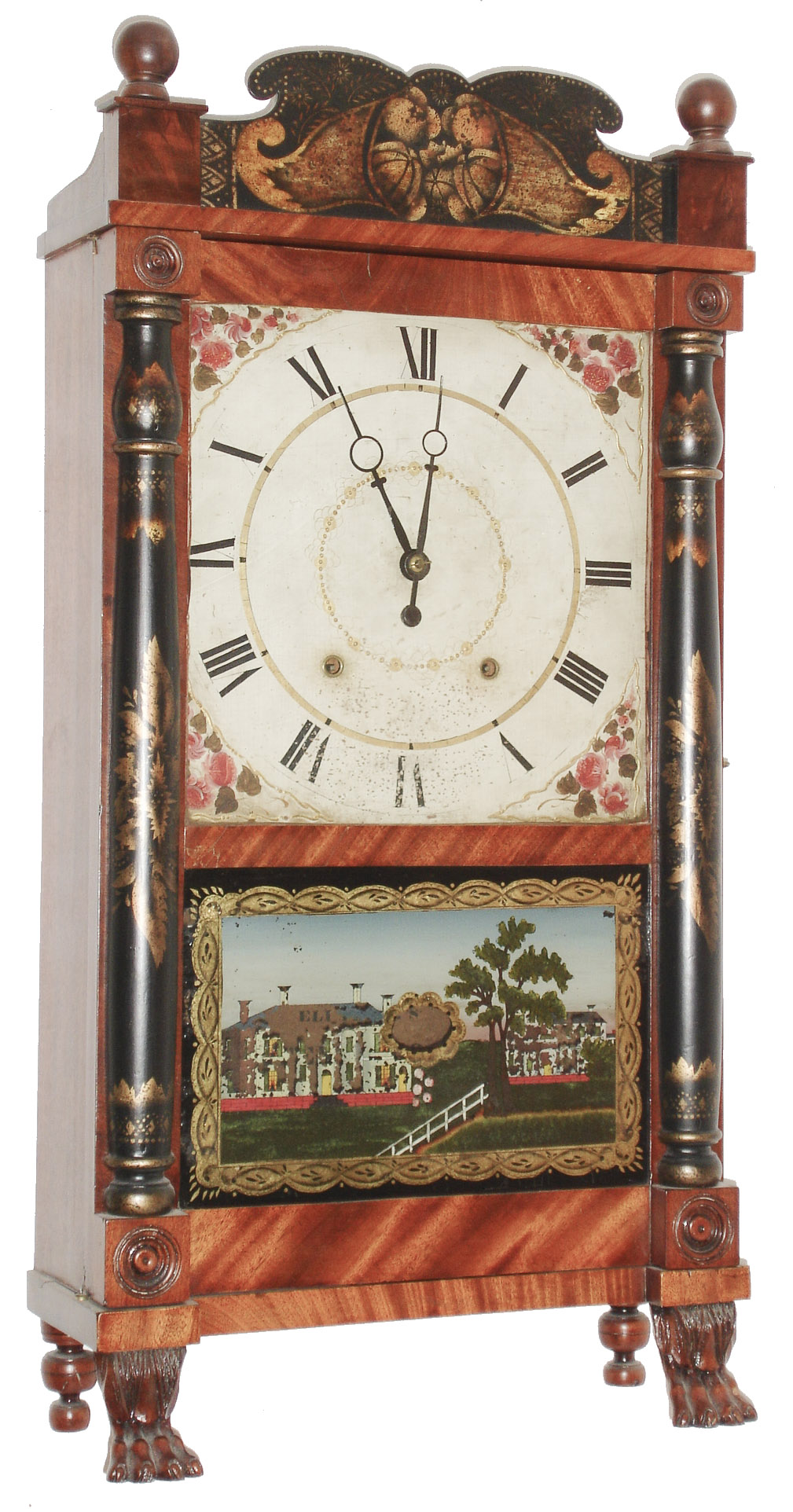 Solomon Stow, Southington, Conn., 30 hour, time and strike, wood movement half column and splat shelf clock. c1830 — Antique Clocks Price Guide