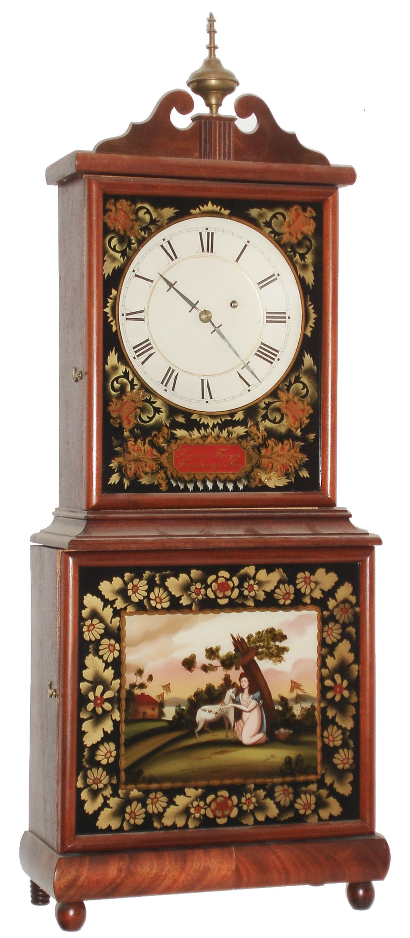 Fraser Forgie, Fryeburg, Maine, 8 day, reproduction mahogany Mass. shelf timepiece, c1983 — Antique Clocks Price Guide