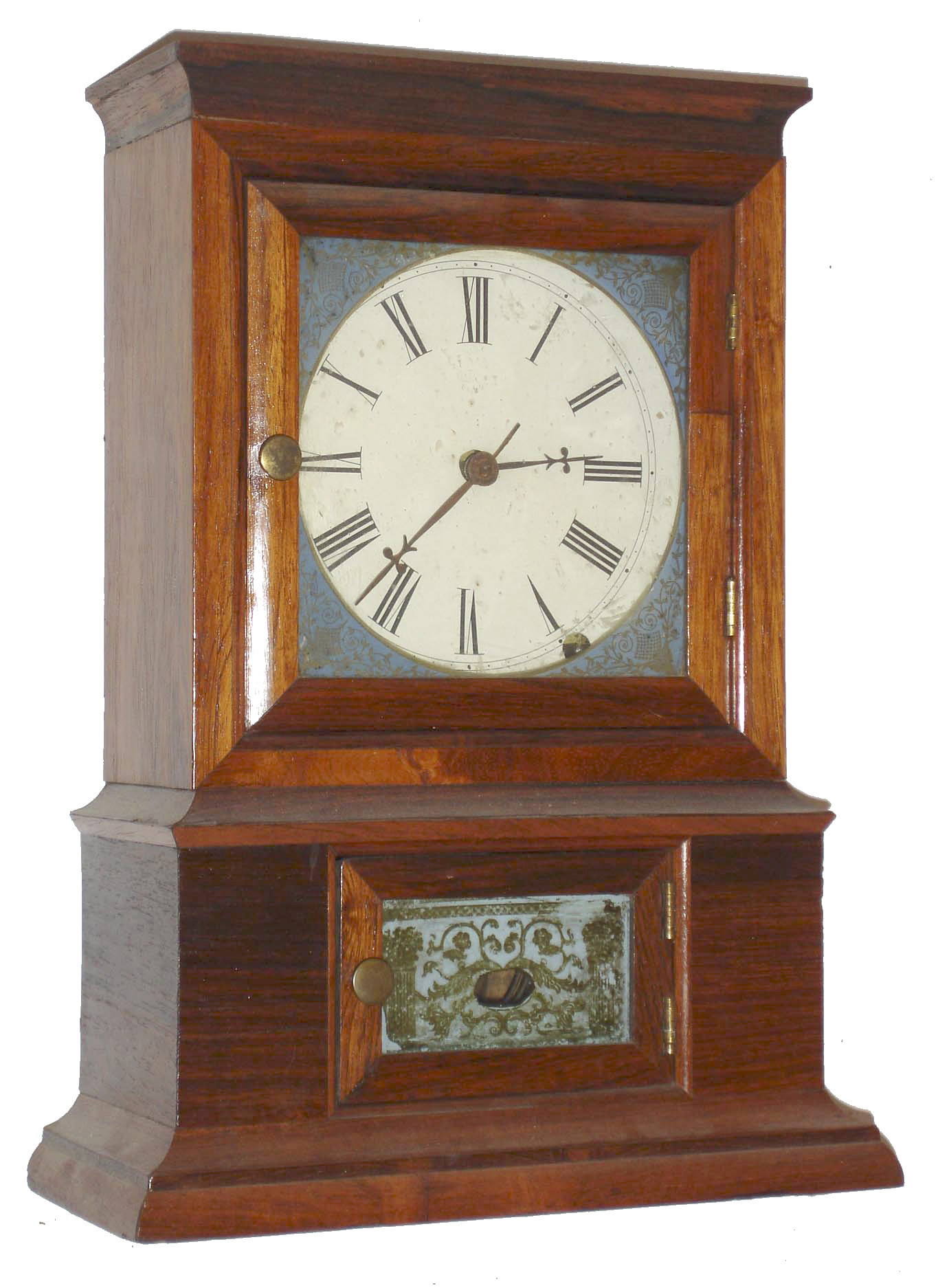 E. O. Goodwin, Bristol, Conn., 8 day, time and strike, rosewood veneered small shelf clock. c1850 — Antique Clocks Price Guide