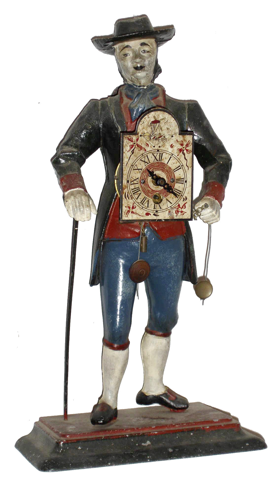 German modern painted cast metal 30 hours, peddler clock, c1972 — Antique Clocks Price Guide
