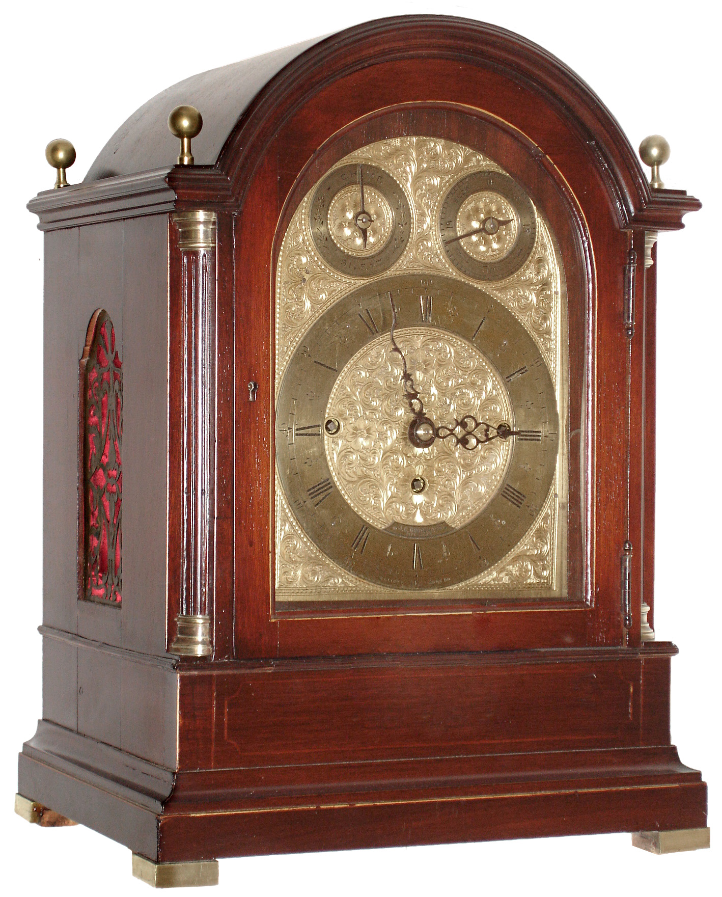 J.C. Grogan & Co., Pittsburgh, by Junghans, Germany, mahogany 8 days, Westminster chime bracket clock with three train triple fusee spring driven movement, c1920 — Antique Clocks Price Guide