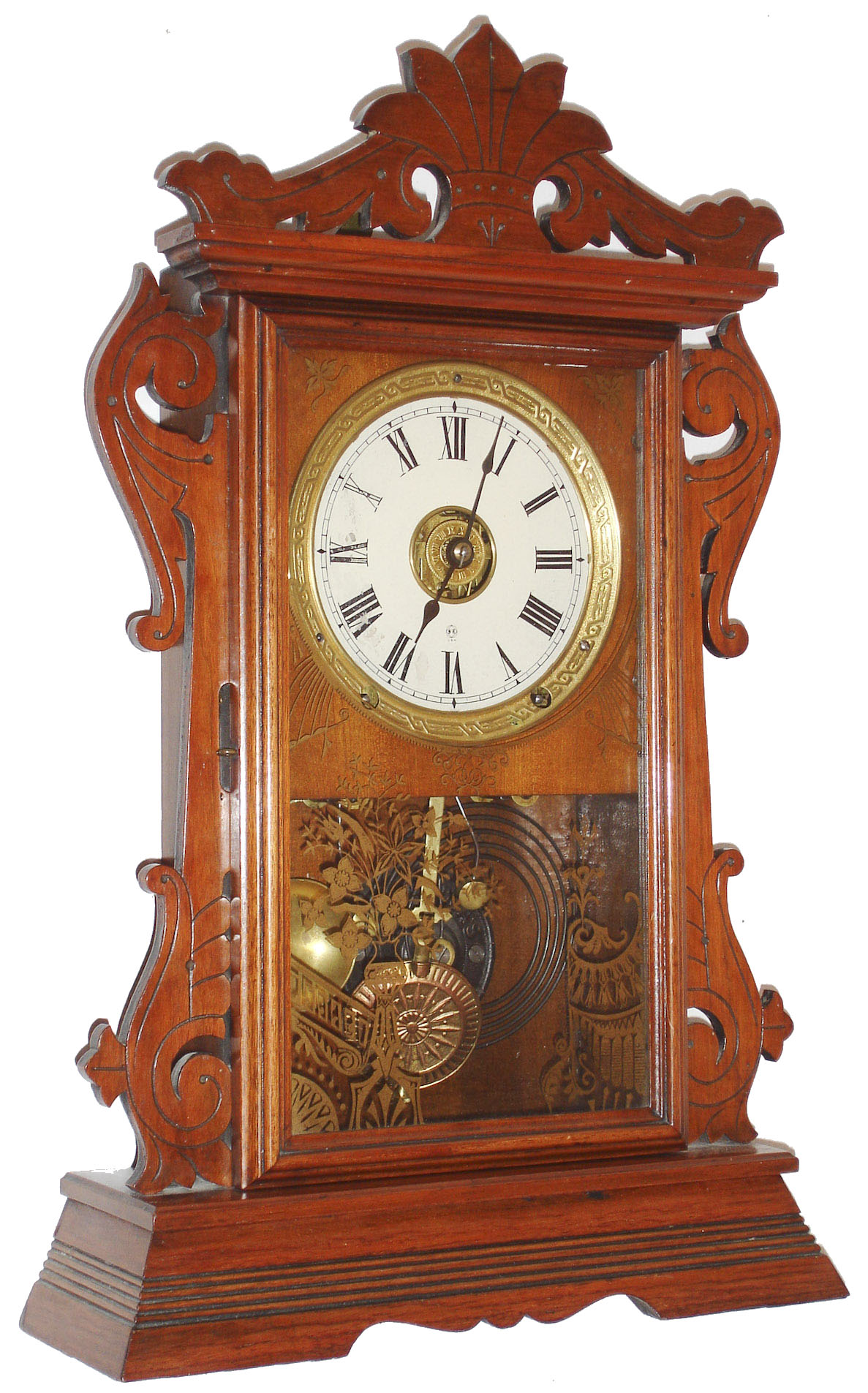 Seth Thomas Clock Co., Thomaston, Conn., "Newark"  city series walnut 8 days, time, strike and alarm spring driven shelf clock, dated 1891 — Antique Clocks Price Guide