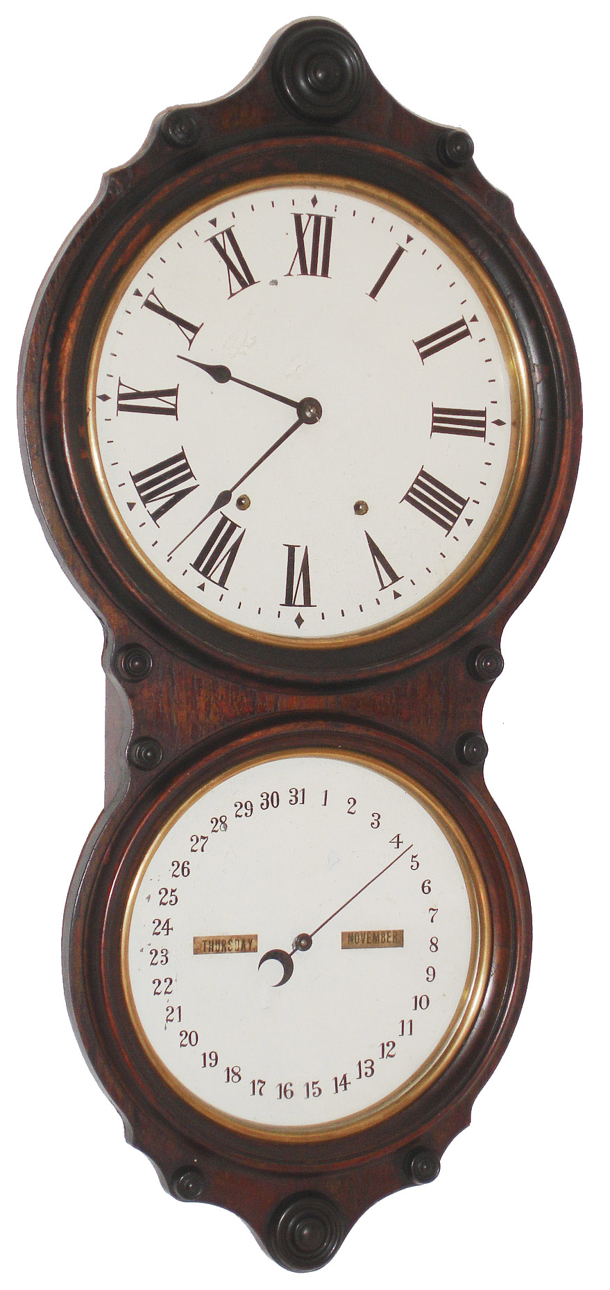 Seth Thomas Clock Co., Thomaston, Conn., "Office Calendar No. 6"  rosewood 8 days, time and strike, calendar wall clock, c1896 — Antique Clocks Price Guide