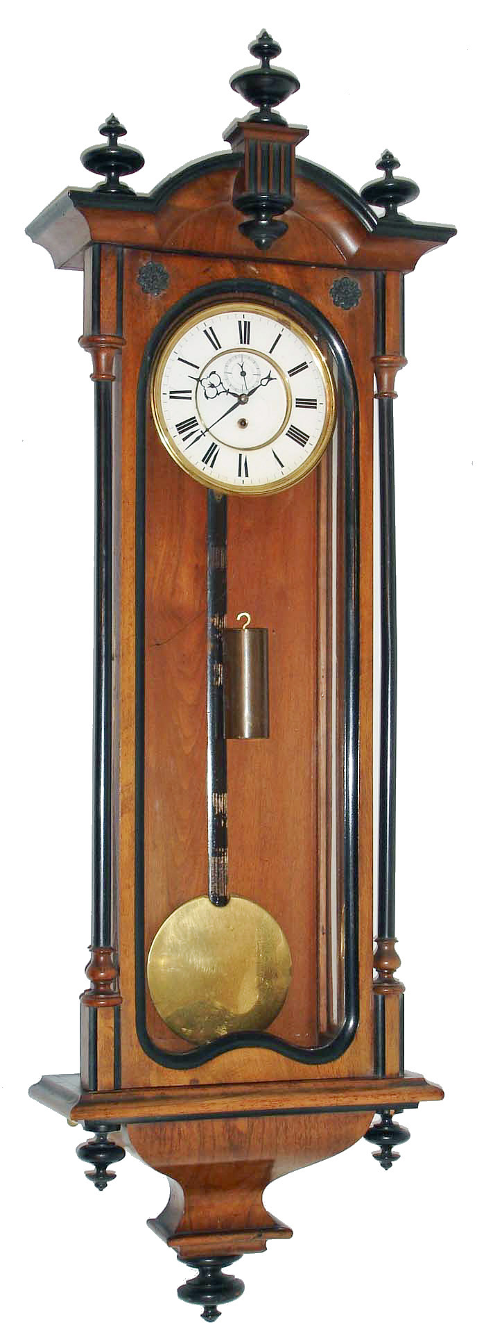 German Vienna Regulator walnut 8 days, time only, weight driven wall clock, c1880 — Antique Clocks Price Guide