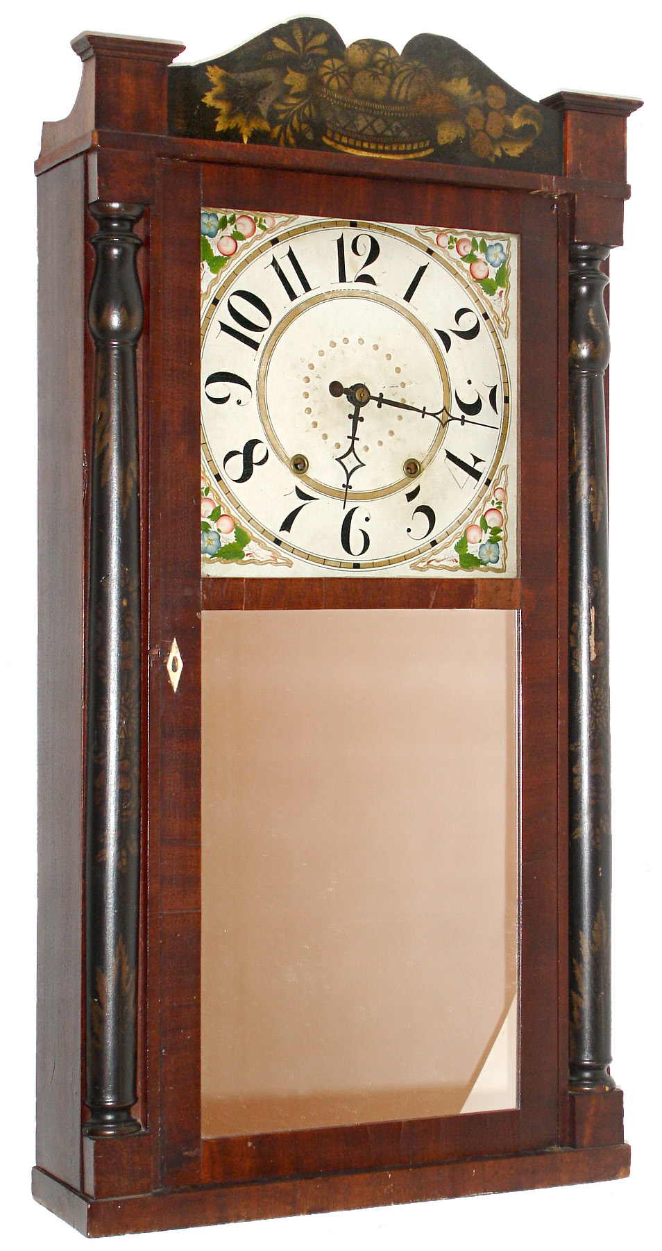 Jeromes & Darrow, Bristol, Conn., 30 hour, time and strike, weight wood movement half column and splat shelf clock. c1830 — Antique Clocks Price Guide