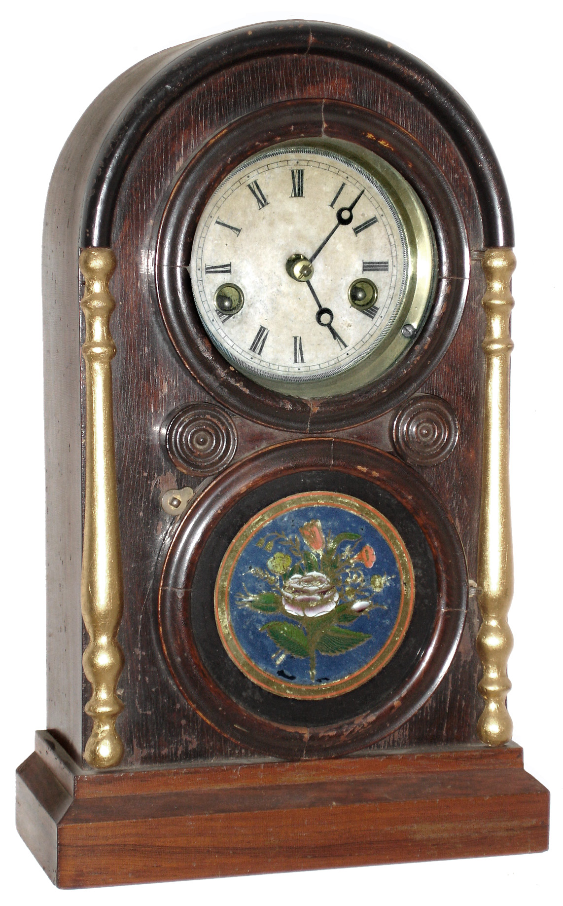 E. Ingraham & Co., Bristol, Conn., "Venetian" 30 hour, time and strike, small Venetian model shelf clock. c1880 — Antique Clocks Price Guide