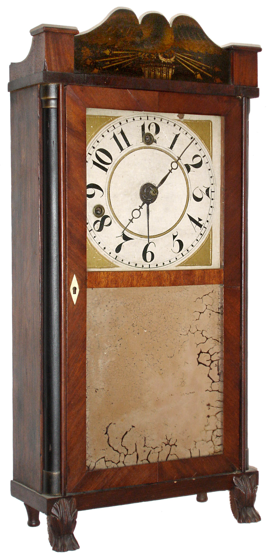 Silas Hoadley, Plymouth, Conn., 30 hour, time and alarm, weight wood movement miniature timepiece. c1830 — Antique Clocks Price Guide