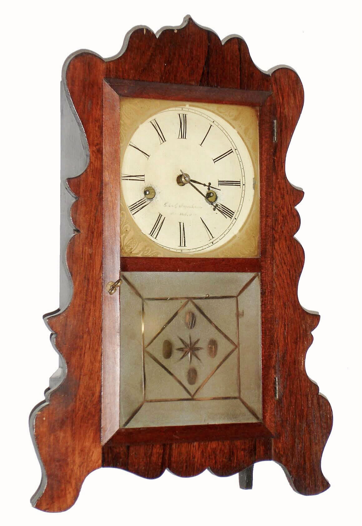 E. & A. Ingraham, Bristol, Conn., 30 hour, time and strike, scallop front shelf clock. c1853 — Antique Clocks Price Guide