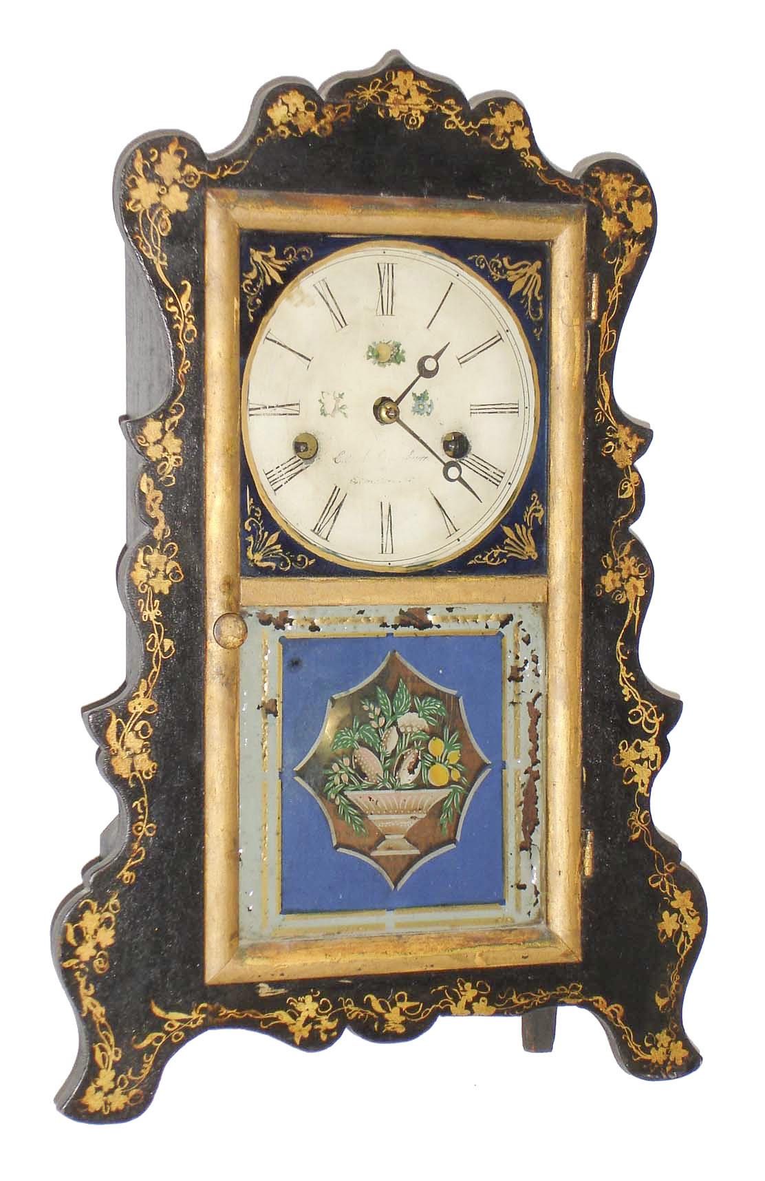 E. &  A. Ingraham, Bristol, Conn., 30 hour, time and strike, scallop front shelf clock. c1853 — Antique Clocks Price Guide