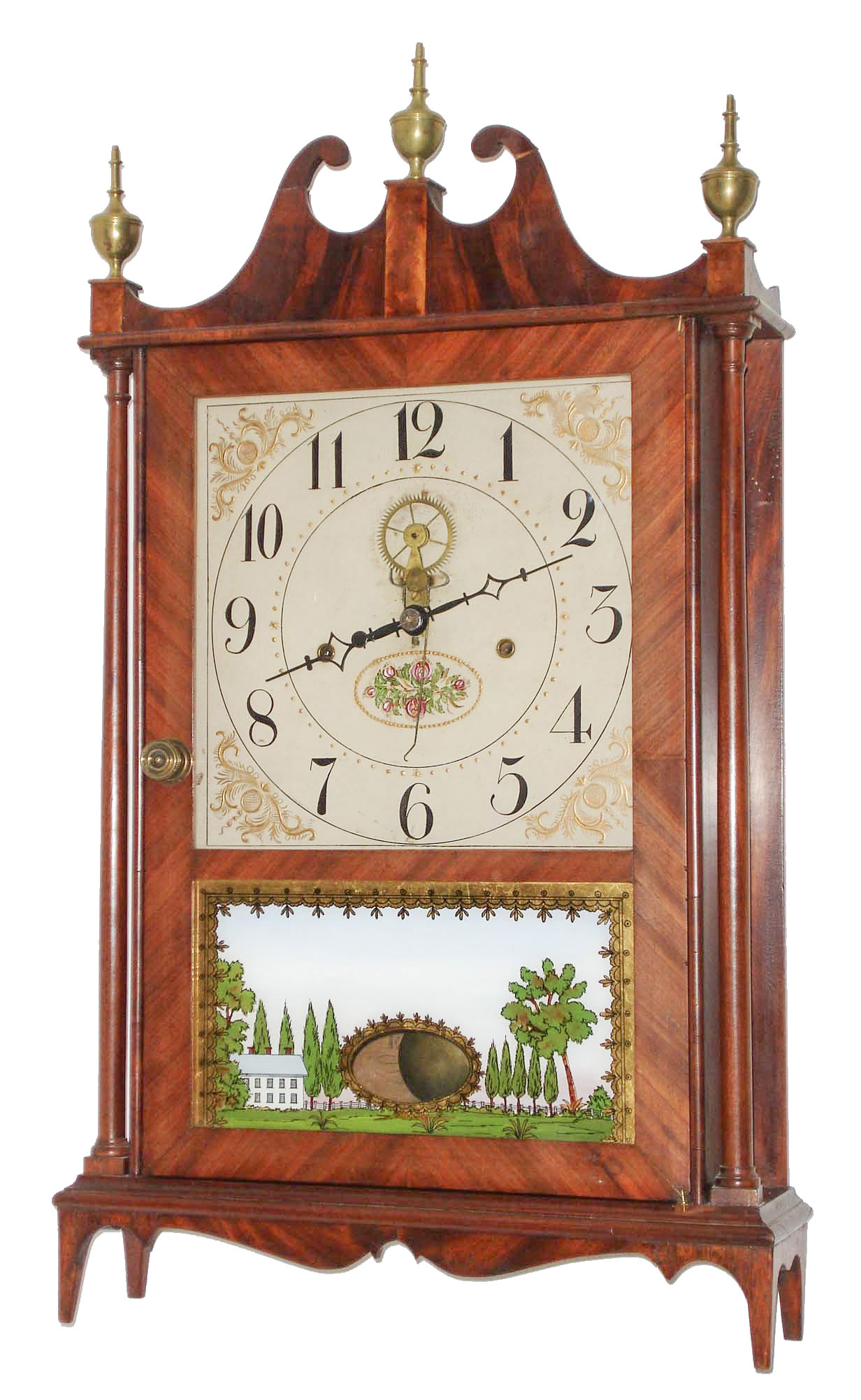 Eli Terry, Plymouth, Conn., 30 hour, time and strike, weight wood movement outside escape pillar & scroll shelf clock. c1820 — Antique Clocks Price Guide