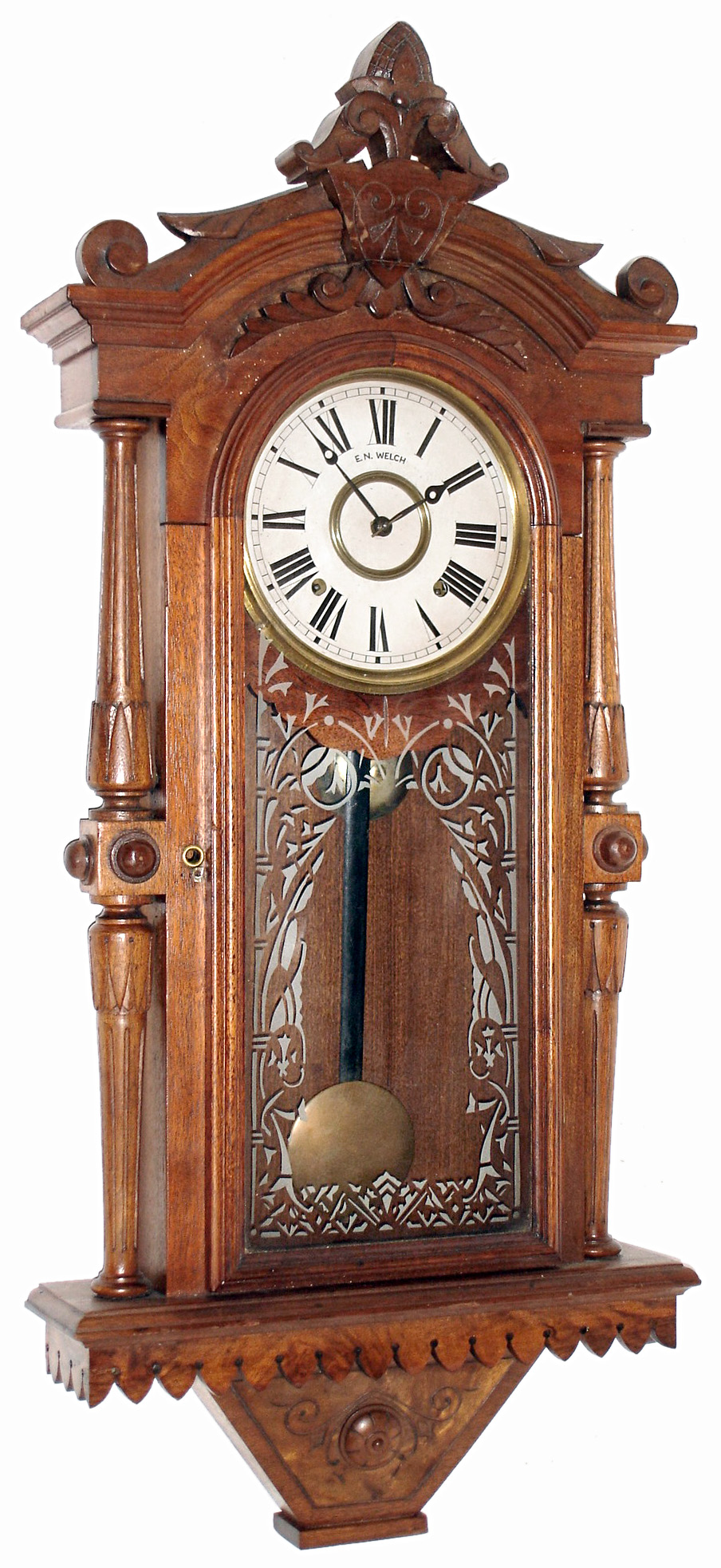 Mixed lot: F. Kroeber, New York, "Regulator No. 30" walnut case with E. N. Welch dial and 8 days, time and strike, spring driven movement, c1881 — Antique Clocks Price Guide