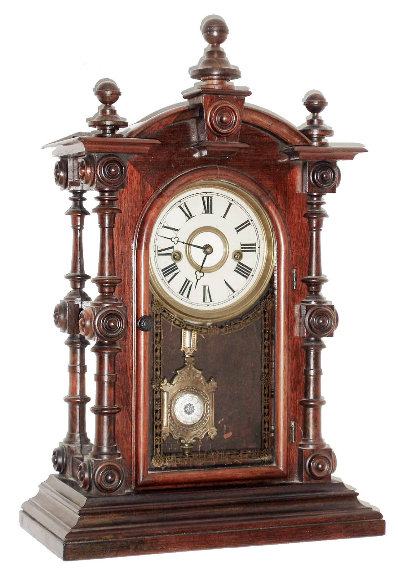 Welch, Spring & Co., Bristol, Conn., "Patti V.P.", 8 day, time and strike, rosewood shelf clock, c1880 — Antique Clocks Price Guide